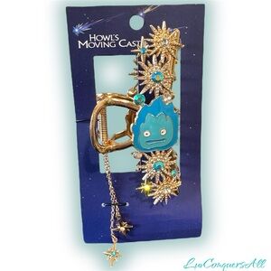Studio Ghibli Howl's Moving Castle Blue Calcifer Claw Clip with Charm